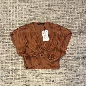 Zara Women's Brown Twist Front Top